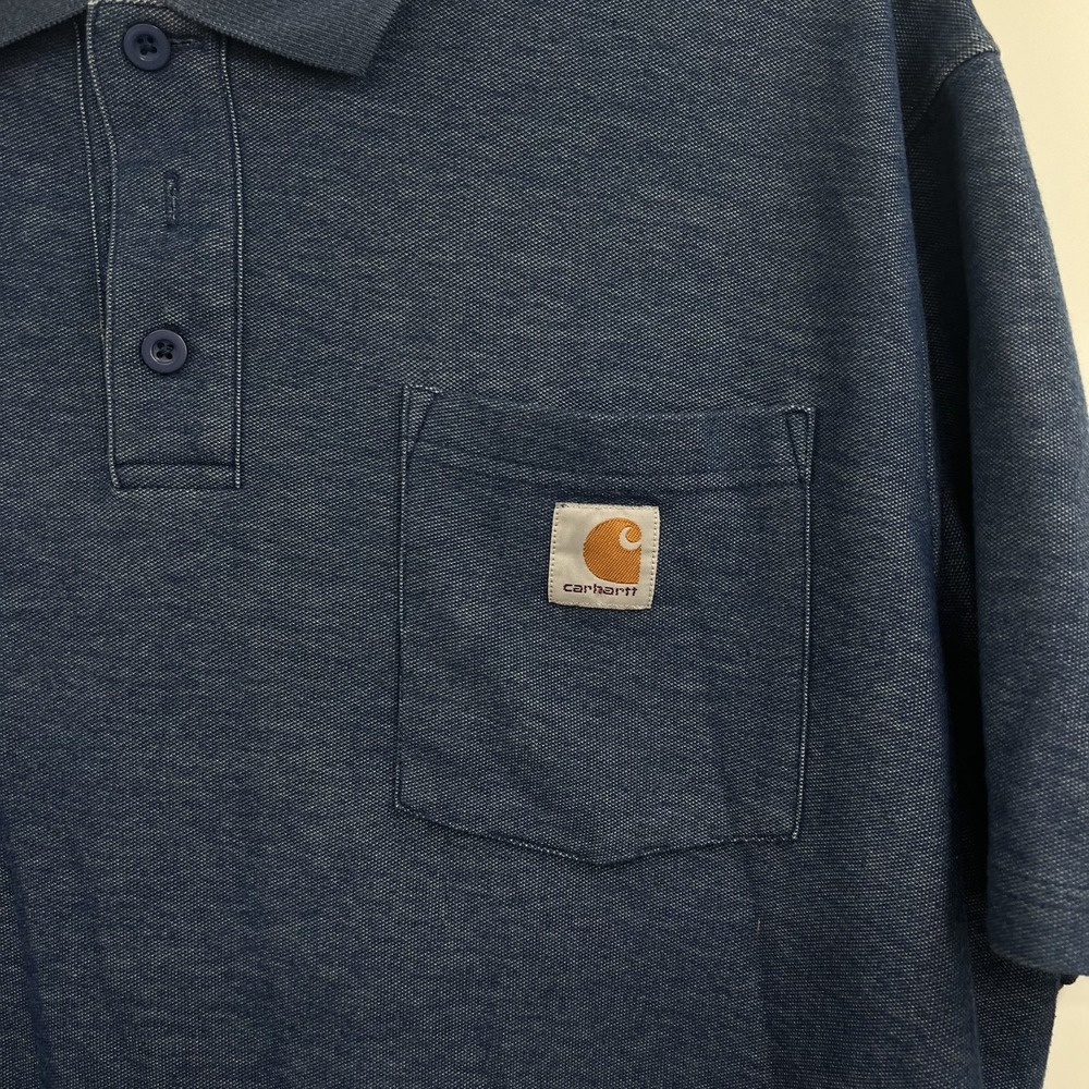 Carhartt Loose Fit Pocket Polo Shirt Mens L Heathered Blue Short Sleeve K570 EUC - Picture 3 of 9